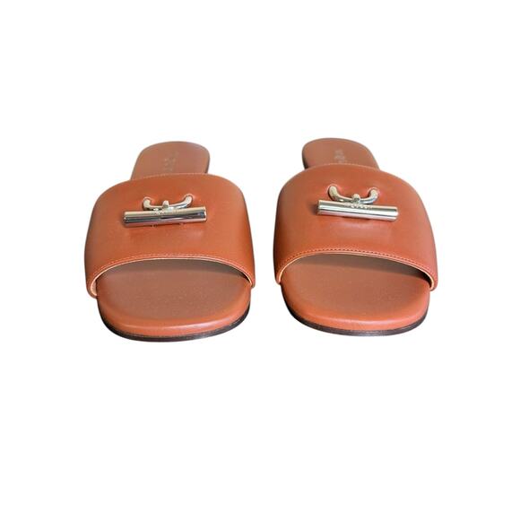 Alexander McQueen NIB T-Bar Leather Slides in Brown Size 39.5 - Picture 5 of 12